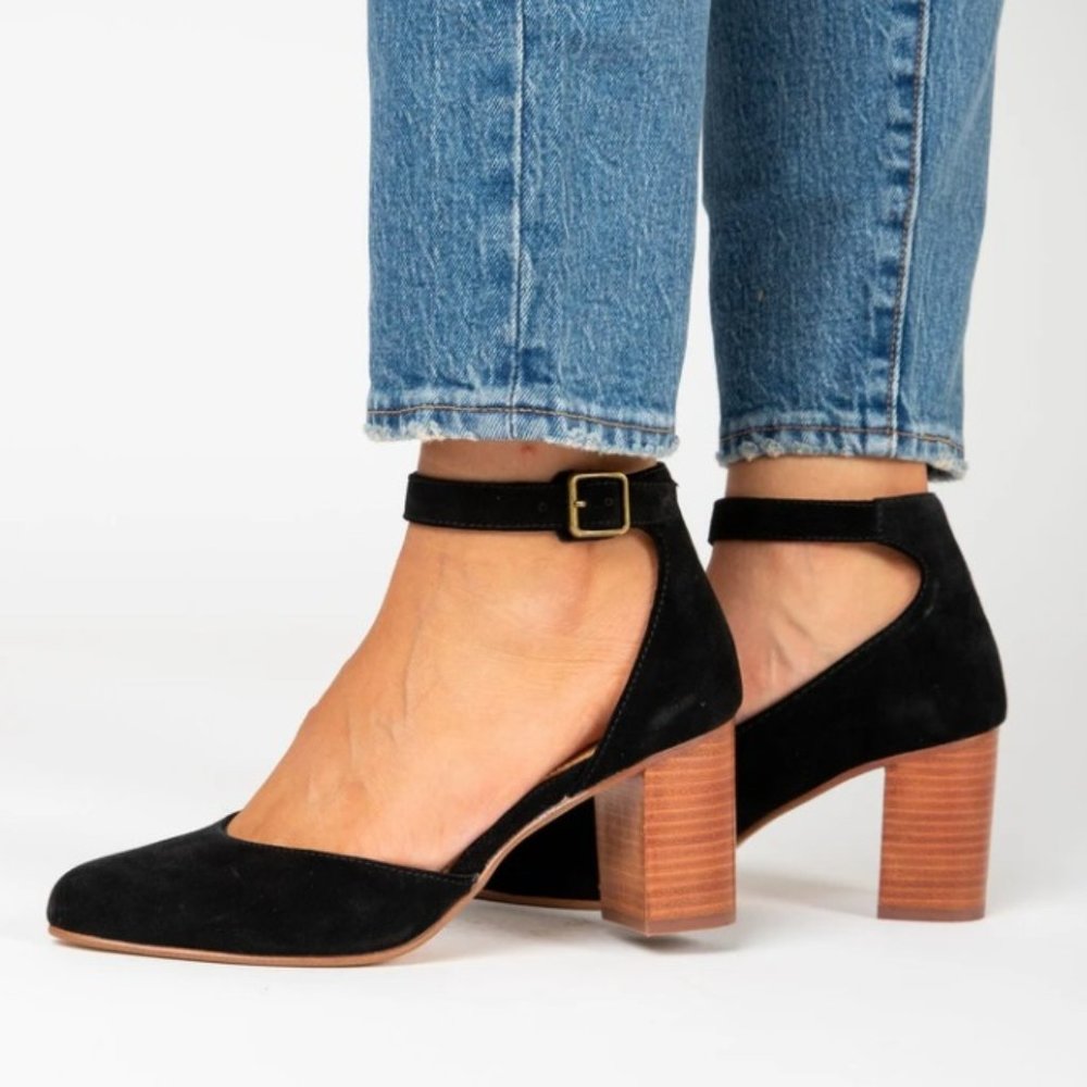 Soludos Gemma Black Suede Block Heel